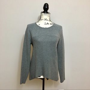 Neiman Marcus cotton zipper back sweater. Gray